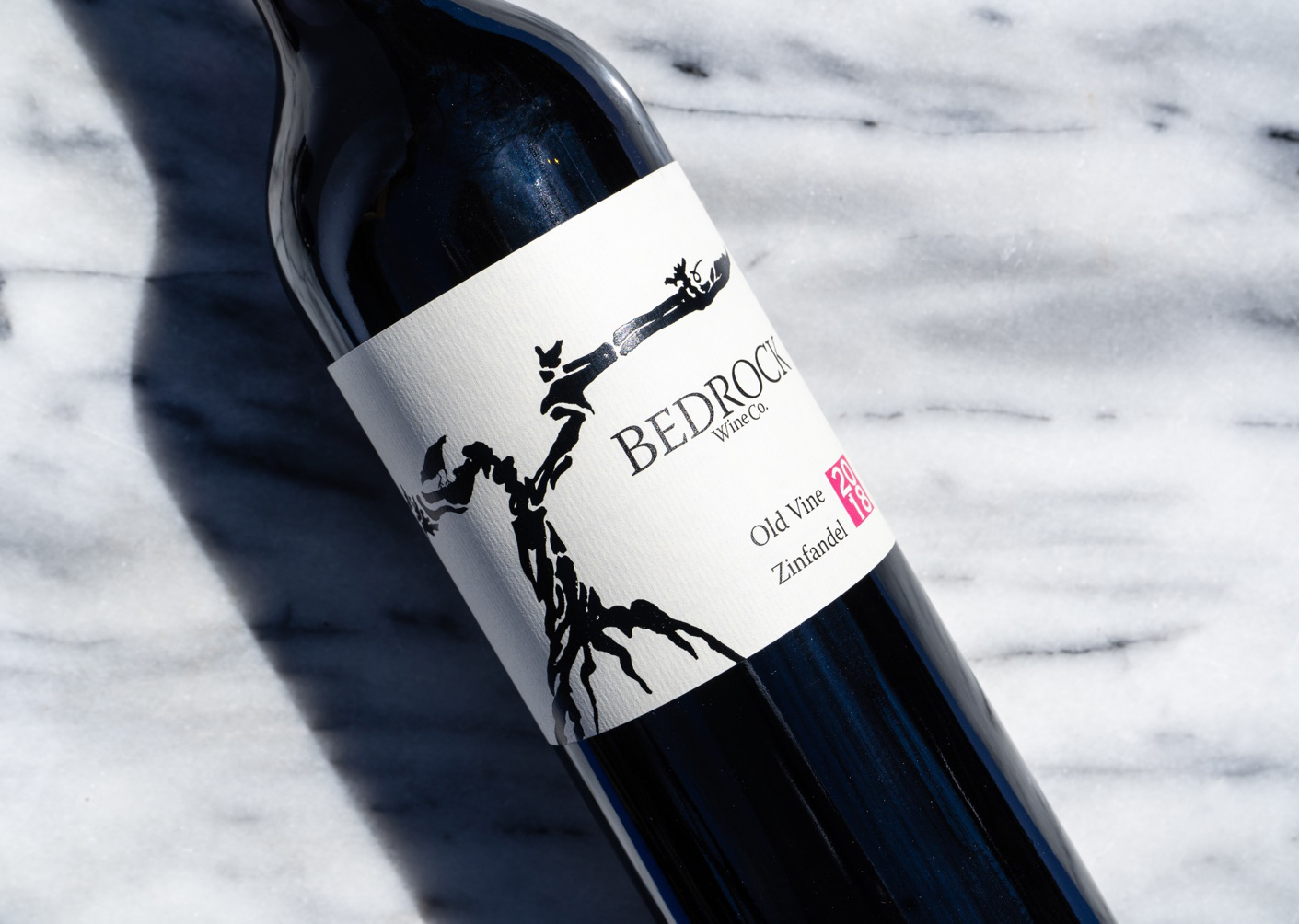 Bedrock Old Vines Zinfandel 2018 on Marble Countertop